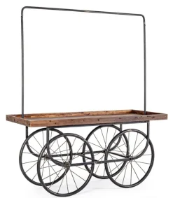 TAVOLO ESPOSITORE IN LEGNO CON RUOTE