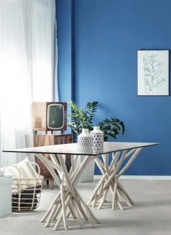 TAVOLO FISSO CON RIPIANO IN VETRO - SAHEL