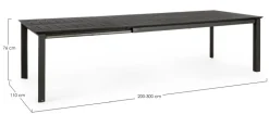 TAVOLO IN ALLUMINIO 200/300X110 ANTRACITE CX23 - KONNOR
