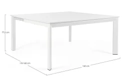 TAVOLO IN ALLUMINIO 110/160X160 BIANCO CX21 - KONNOR
