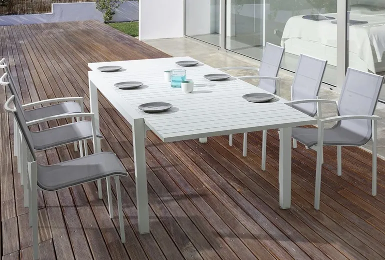 TAVOLO IN ALLUMINIO 135/270X90 BIANCO YK11 - PELAGIUS