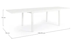 TAVOLO IN ALLUMINIO 135/270X90 BIANCO YK11 - PELAGIUS