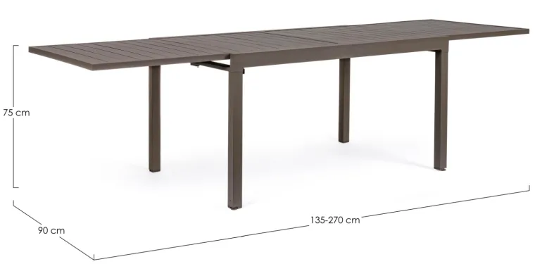 TAVOLO IN ALLUMINIO 135-270X90 COFFEE YK14 - PELAGIUS