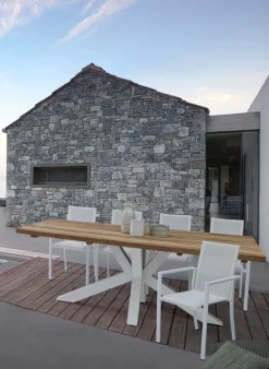 TAVOLO IN TEAK RICICLATO BIANCO PM01 - RAMSEY