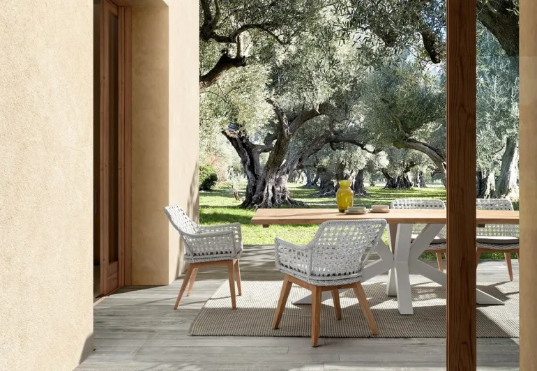 TAVOLO IN TEAK RICICLATO BIANCO PM01 - RAMSEY