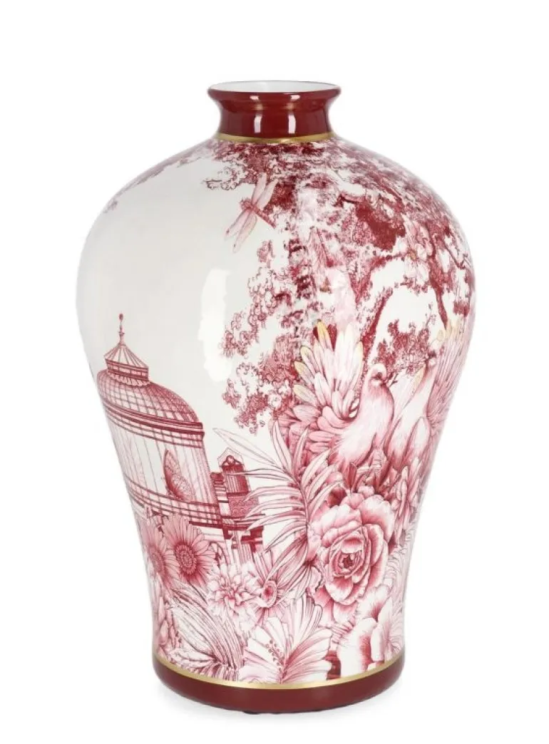 VASO ZHEN BOMB ROSSO BIANCO ORO H32